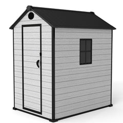 ZYJOYY 4'x 6' Resin Outdoor Garden Tool Storage Shed w/ Window, Grey