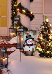 Frosty & Cardinals Christmas Garden Flag - 12" x 18", Double Sided, Snowman
