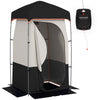E-Western Outsunny Portable Shower Tent with Solar Shower Bag, Privacy Shelter, Camping Dressing Room, Includes Floor & Carrying Bag, Black, 28.7" x 6.7" x 6.7"