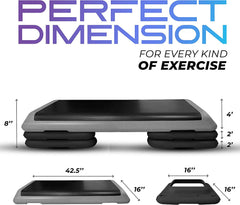Yes4All Adjustable Aerobic Step Platform, 40 in x 16 in with 4 Risers, Black and Grey