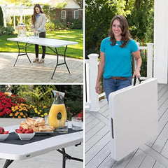 Lifetime Essential 6 Ft. x 30 In. White Granite Fold-In-Half Table 80333