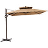 Pellebant 11 ft. x 9 ft. Rectangular Double Top Patio Cantilever Umbrella, Black