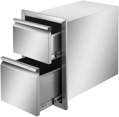 Outdoor Kitchen Door Drawer Combo 29.5" W x 21.6" H x 22.4"D, Access Door/Triple Drawers with Propane Drawer and Adjustable Garbage Ring, Perfect for BBQ Island Patio Grill Station