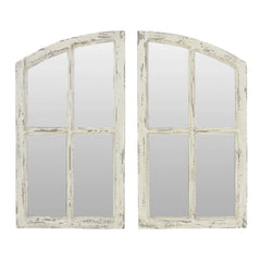 Jolene Arch Window Pane Mirrors Off-White 27" x 15" (Set of 2) by Aspire