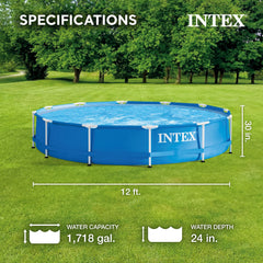 INTEX Metal Frame 12 x 30 Above Ground Swimming Pool with Filter Pump
