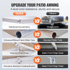 KFFKFF Patio Awning Retractable 8' x 7' Awning Sunshade Shelter with Crank Handle