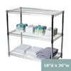 Shelving Inc. 18" d x 18" w Chrome Wire Shelving with 3 Shelves