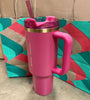 Starbucks X Stanley 2024 Holiday Berry Pink Glitter with Gold Trimming (40oz) Tumbler