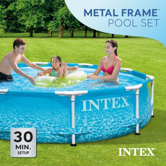 INTEX Round Metal Frame 10ft x 30in Above Ground Swimming Pool Set, Blue
