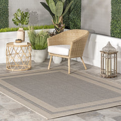 nuLOOM Antonella Bordered Solid Indoor/Outdoor Area Rug, 8' x 10', Beige