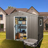 8ft x 6ft Outdoor Metal Storage Shed with Window Grey DIY assembly with pre-cut