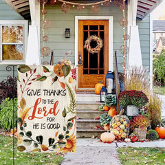 Artoid Mode Give Thanks to The Lord Thanksgiving Garden Flag 12 x 18 Inch