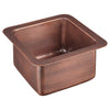 15" x 15" x 8" Merrick Copper Single Bowl Drop-in/Undermount Bar Sink (Hammered Medium Antique Copper Finish) - 1.75" drain hole for 2" bar drain