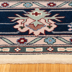 Montacute Hand Knotted Area Rug, Keshan Ivory Navy, 9' x 12'