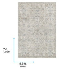 Livabliss Alpharetta Vintage Floral Area Rug,5'3" x 7',Cream/Gray
