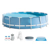 Intex 15ft x 48in Prism Frame Above Ground Swimming Pool Set & Ladder/Cover