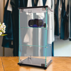 SSWBasics Infinity Countertop Glass Display Case (Ready to Assemble) - 12-1/4"W x 14-1/4"D x 27-1/4"H - Showcase Cabinet Bookcase with Lock Perfect for Displaying Smaller Items