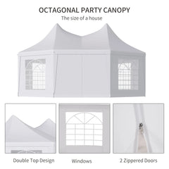 Outsunny 22' x 16' Party Tent Canopy with 2 Doors, 8 Cathedral Windows