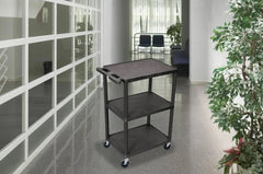Luxor 18" x 24" Three Shelf Flat Utility Cart - Black