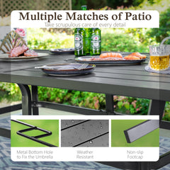 Sophia & William 60" x 38" Outdoor Metal Rectangular Dining Table for 6, Black