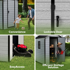 ZYJOYY 4'x 6' Resin Outdoor Garden Tool Storage Shed w/ Window, Grey