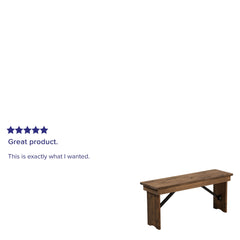 BizChair 40" x 12" Antique Rustic Solid Pine Folding Farm Bench
