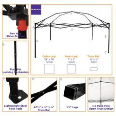 Impact Canopy 10' x 10' Canopy Tent, UV Coated, Black Steel Framed