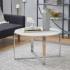 DecMode 31" x 18" White Ceramic Coffee Table with Marble Top, 1-Piece