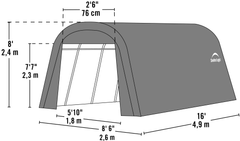 ShelterCoat 8 x 16 ft. Wind and Snow Rated Garage Round Gray STD