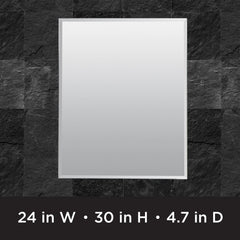 Designer Series by Zenith Aluminum Beveled Mirror Medicine Cabinet, 24 x 30 in., Frameless
