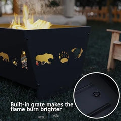 Large Rectangular Burn Pit for Outdoor Leaf & Yard Waste Burning C Heavy-Duty Steel Burn Barrel for Backyard, Camping, or Farm Use C Portable Garbage Incinerator Bin (26.8'' x 18.5'' x 16.5'')
