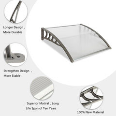 Winado 40"x 40" Door Window Awning Patio Wall Gray Bracket Gray