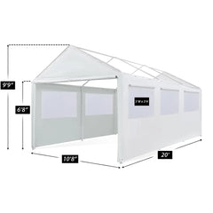 King Canopy 10' x 20' Carport Canopy Sidewall Kit w/ Bug Screen Windows