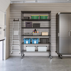 Seville Classics Solid Steel Wire Shelving Storage Unit Adjustable Shelves Organizer Rack, for Home, Kitchen, Office, Garage, Bedroom, Closet, Graphite, 6-Tier, 48" W x 18" D x 75.5 H