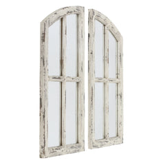Jolene Arch Window Pane Mirrors Off-White 27" x 15" (Set of 2) by Aspire