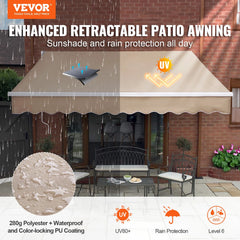 KFFKFF Patio Awning Retractable 8' x 7' Awning Sunshade Shelter with Crank Handle