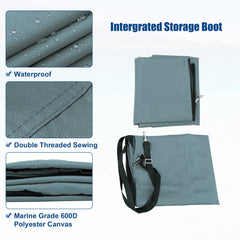 Unique Bargains 600D 4 Bow 8'L x 54"H x 91"-96"W Bimini Top Canvas Cover with Detachable Side Blocks Storage Boot Gray