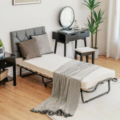 Folding Rollaway Bed, Metal Frame Bed Storage Cover Included, Portable Foldable Guest Bed for Adults, Cot Size Fold up Bed with Memory Foam Mattress on Wheels 76.5" x 31.5" x 16"