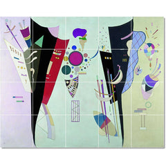 Ceramic Tile Mural-Wassily Kandinsky Abstract Tile Mural Modern House Construction. 21.25" w x 17" h using (20) 4.25 x 4.25 ceramic tiles