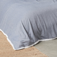 Roscoe Indigo Mini Herringbone Pattern 100% Cotton King Duvet Cover 90" x 102"