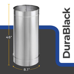 DuraVent DuraBlack 48 x 8 Inch Stainless Steel Single Wall Stove Pipe