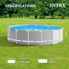 Intex Prism Frame 15' x 48" Pool Set with Ladder, Cover & Maintenance Kit