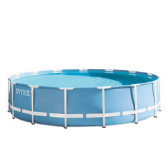 Intex 15ft x 48in Prism Frame Above Ground Swimming Pool Set & Ladder/Cover