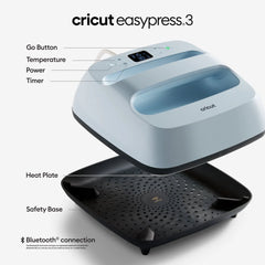 Cricut EasyPress(R) 3 - 9 in x 9 in - Bluetooth(R)-Enabled Handheld Heat Press