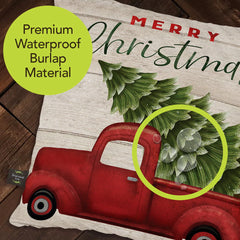 Merry Christmas Pickup Truck Decorative Pillow Rustic Indoor Outdoor 17" x 17"