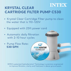 INTEX Metal Frame 12 x 30 Above Ground Swimming Pool with Filter Pump