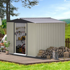 AECOJOY 8 x 6 ft. Outdoor Metal Storage Shed with Sliding Door