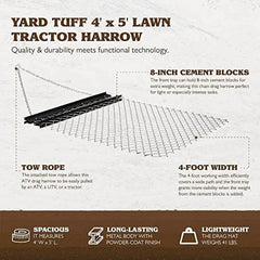 Steel Drag Harrow/Field Leveler for ATV, UTV & Tractor with Front Tray, 5' x 4'