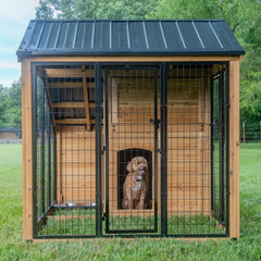 Backyard Discovery 7' x 5' Canine Cabin Cedar Wood Outdoor Dog Kennel