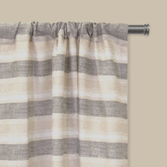 Mainstays Farmhouse Beige Stripe Light Filtering Rod Pocket Panel Pair, 76" x 84"